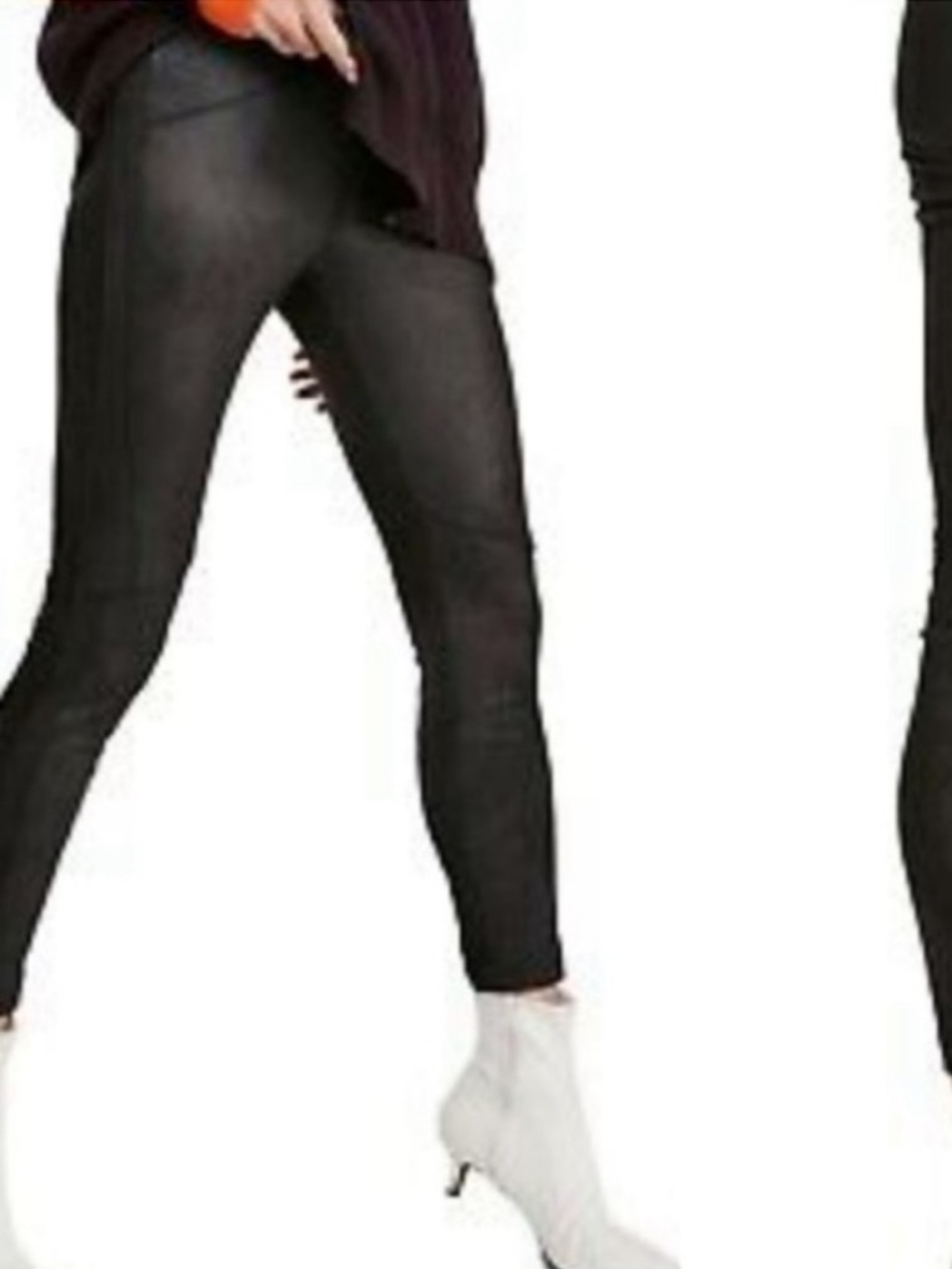Free People Black Faux-Leather High-Rise Leggings